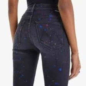 Mother The Insider Ankle Washed Black Splatter Paint Rain City Lights Jeans 23